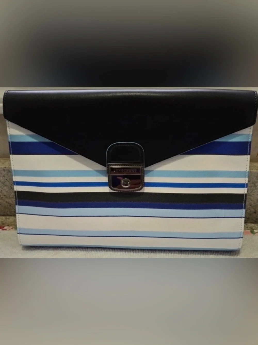 NEW - LONGCHAMP STRIPE ENVELOPE CLUTCH